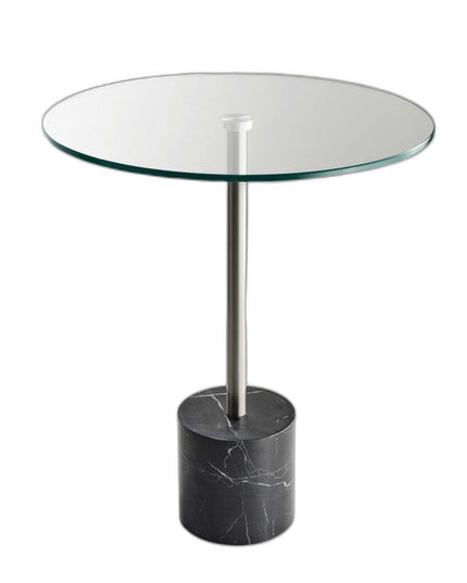 21" Silver And Clear Glass Round End Table