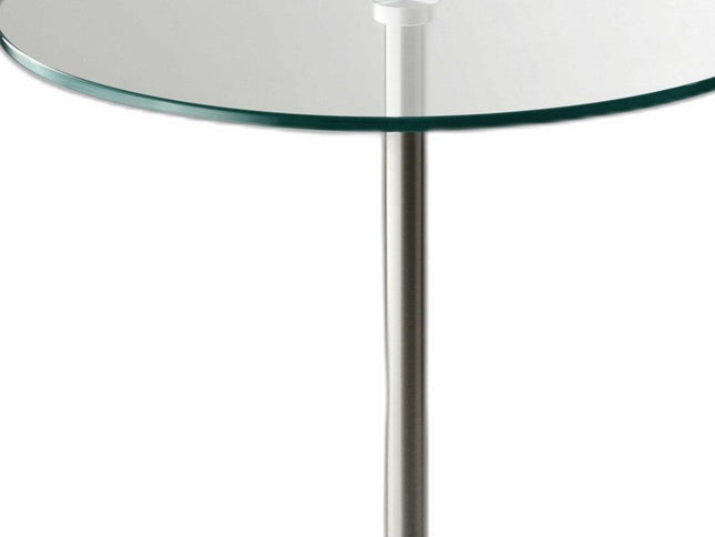 21" Silver And Clear Glass Round End Table