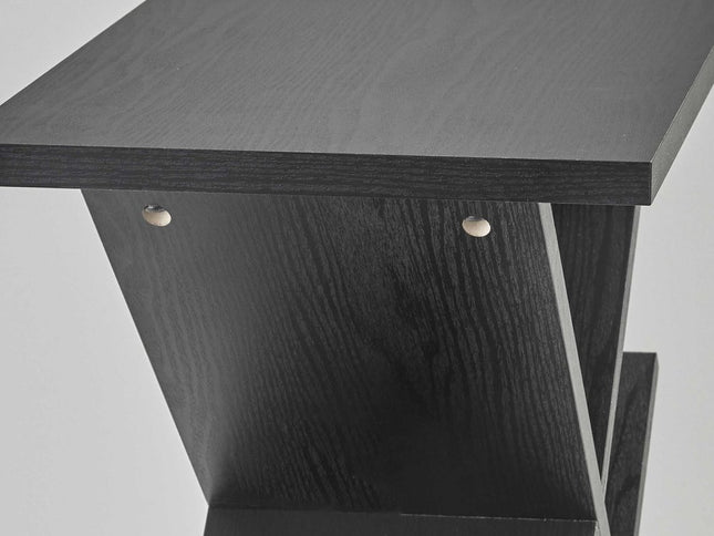 19" Black Solid Wood Pedestal Console Table