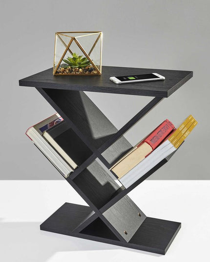 19" Black Solid Wood Pedestal Console Table