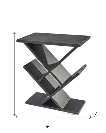 19" Black Solid Wood Pedestal Console Table