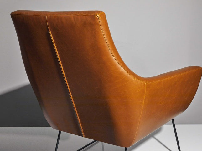 33" Brown and Black Faux Leather Distressed Arm Chair