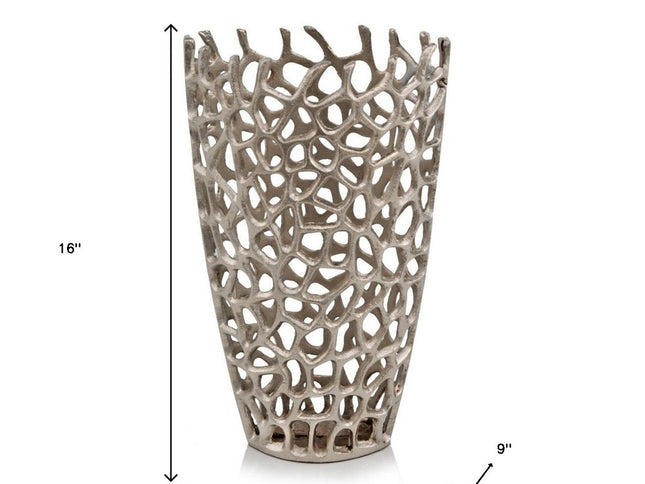 16" Silver Aluminum Twigs Novelty Table Vase