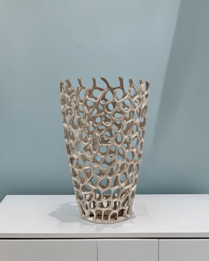 16" Silver Aluminum Twigs Novelty Table Vase