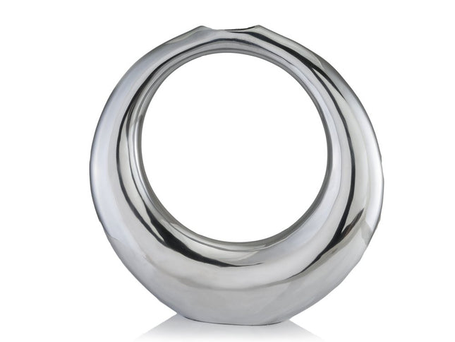 17" Silver Aluminum Ring Hoop Table Vase