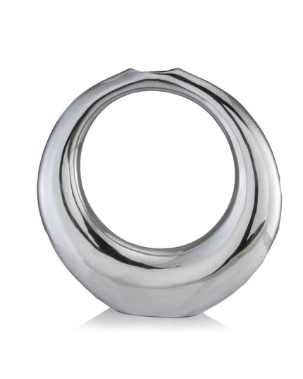 17" Silver Aluminum Ring Hoop Table Vase