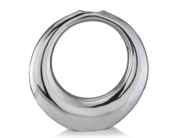 17" Silver Aluminum Ring Hoop Table Vase