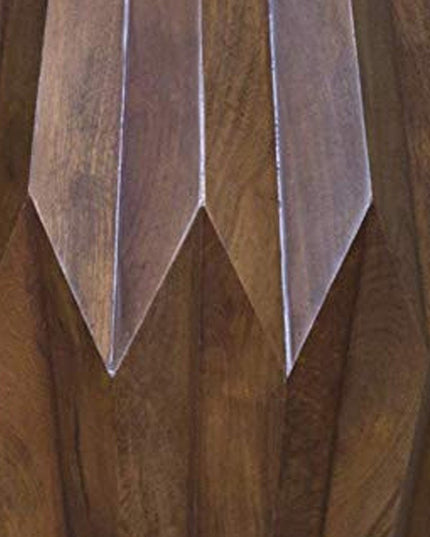 23" Dark Brown Solid Wood Drum End Table