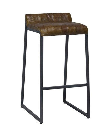 27 " Brown And Black Iron Backless Counter Height Bar Chair