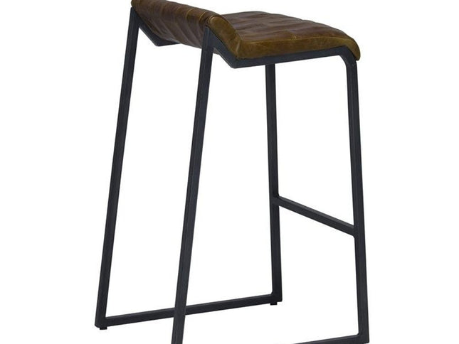 27 " Brown And Black Iron Backless Counter Height Bar Chair
