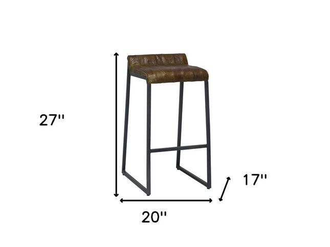 27 " Brown And Black Iron Backless Counter Height Bar Chair
