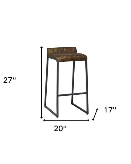 27 " Brown And Black Iron Backless Counter Height Bar Chair