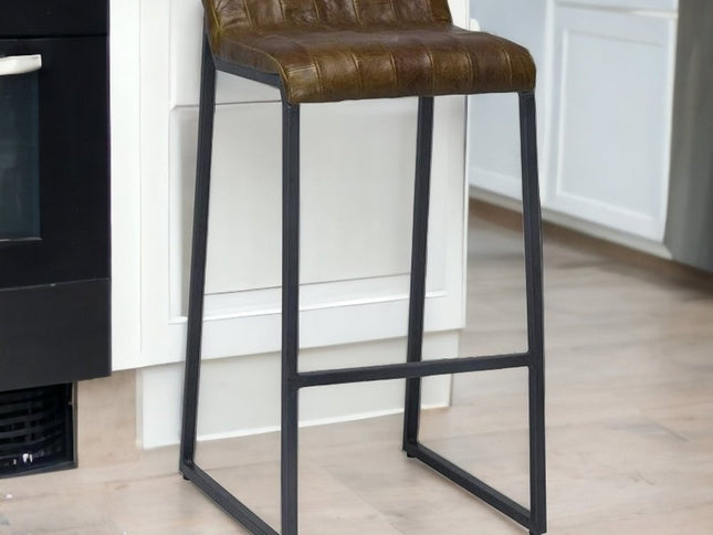 27 " Brown And Black Iron Backless Counter Height Bar Chair