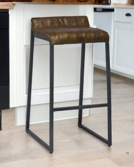 27 " Brown And Black Iron Backless Counter Height Bar Chair