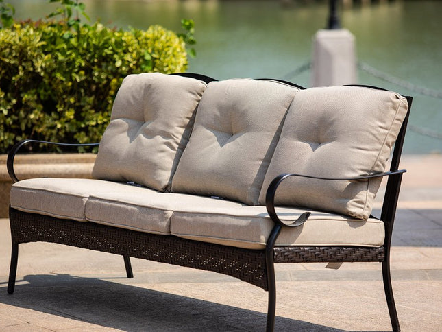 69" Beige Polyester Blend Settee With Black Legs