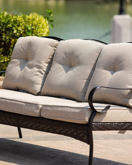 69" Beige Polyester Blend Settee With Black Legs