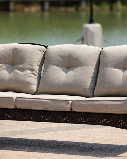 69" Beige Polyester Blend Settee With Black Legs