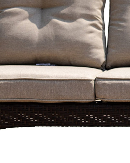 69" Beige Polyester Blend Settee With Black Legs