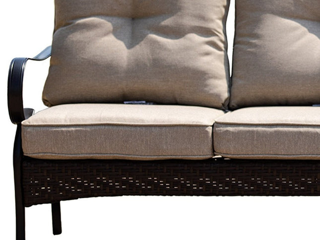 69" Beige Polyester Blend Settee With Black Legs