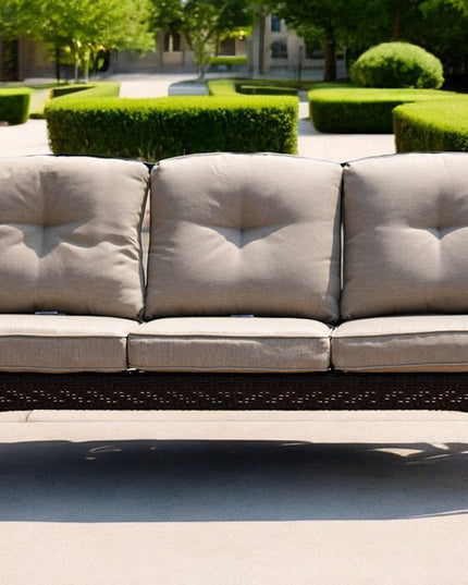 69" Beige Polyester Blend Settee With Black Legs