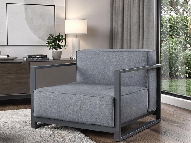 39" Gray Fabric Arm Chair