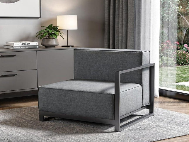 37" Gray Linen Arm Chair