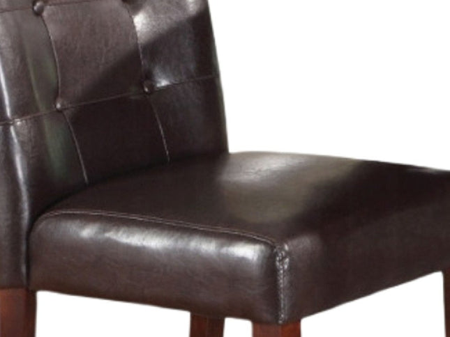 Set of Two 24" Espresso and Brown Faux Leather and Solid and Manufactured Wood Counter Height Bar Chairs