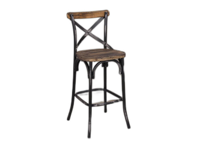 22" Brown And Black Iron Bar Chair