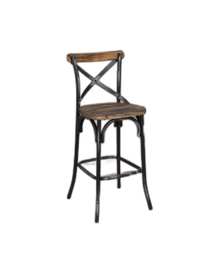 22" Brown And Black Iron Bar Chair