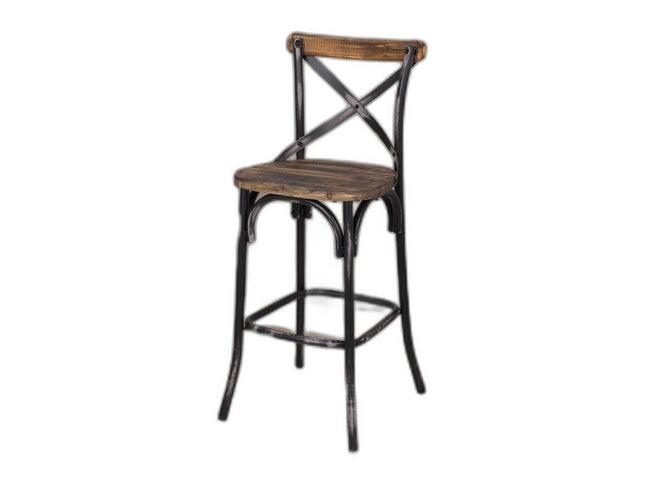 22" Brown And Black Iron Bar Chair