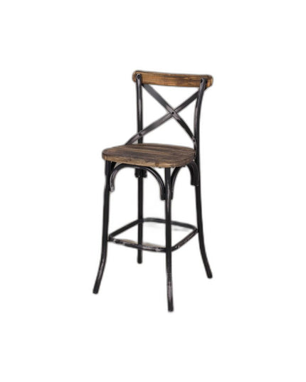 22" Brown And Black Iron Bar Chair