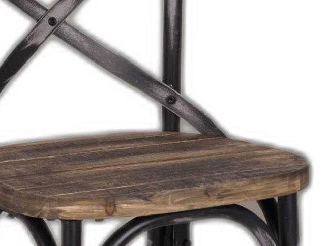 22" Brown And Black Iron Bar Chair