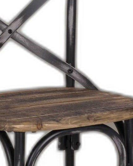 22" Brown And Black Iron Bar Chair