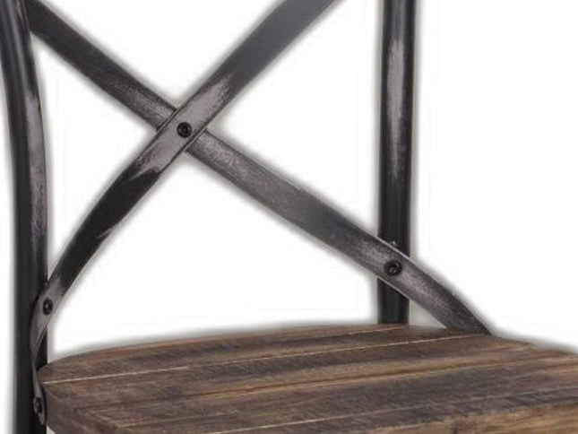 22" Brown And Black Iron Bar Chair