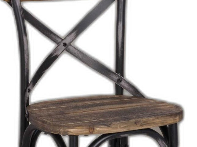 22" Brown And Black Iron Bar Chair