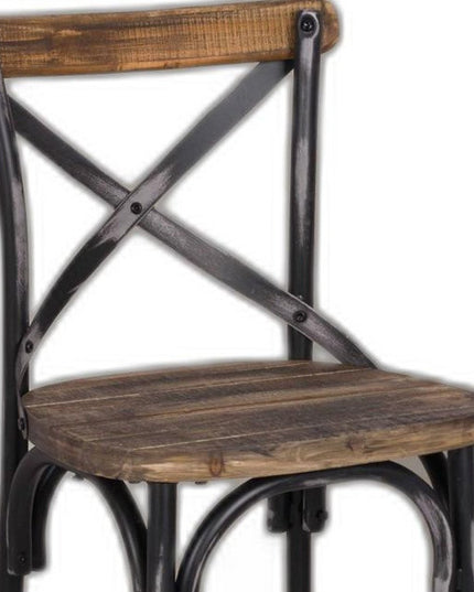 22" Brown And Black Iron Bar Chair