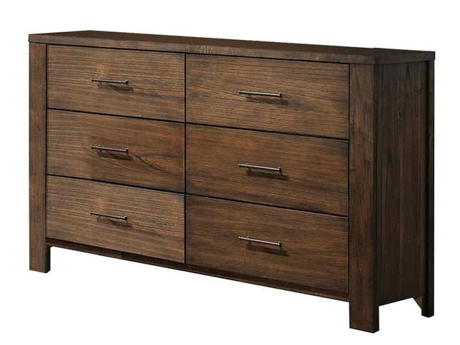 59" Brown Metal Six Drawer Dresser