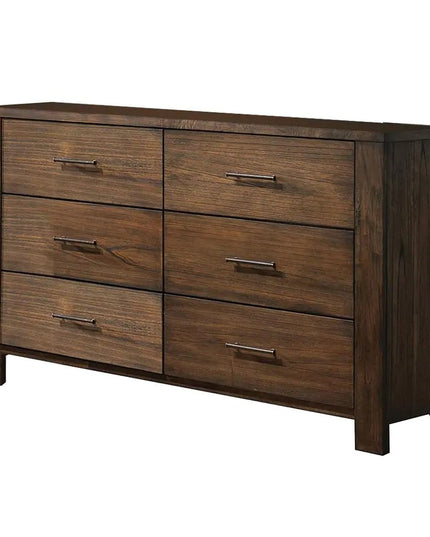 59" Brown Metal Six Drawer Dresser