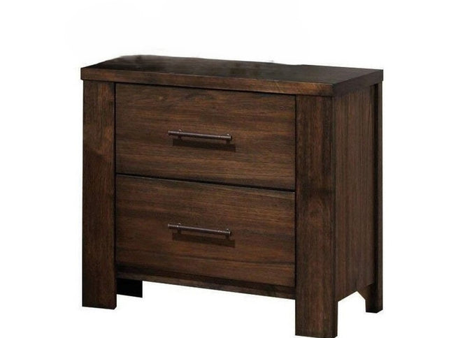 25" Brown Wood Two Drawer Nightstand