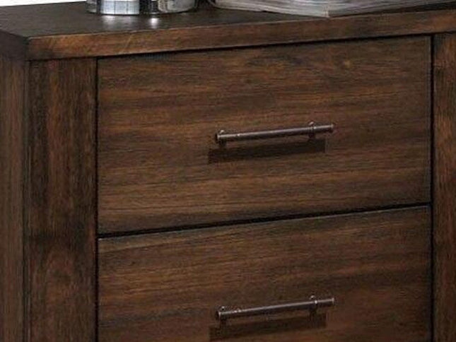 25" Brown Wood Two Drawer Nightstand