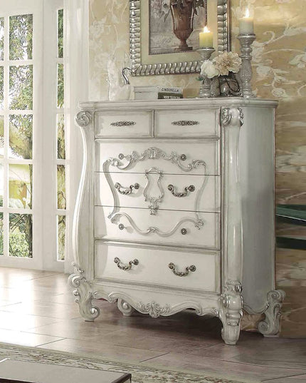 70" Bone White Solid Wood Six Drawer Combo Dresser