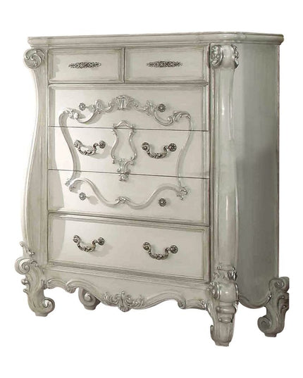 70" Bone White Solid Wood Six Drawer Combo Dresser