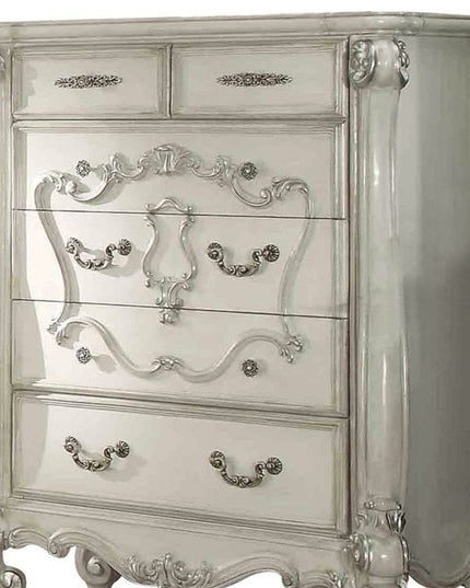 70" Bone White Solid Wood Six Drawer Combo Dresser