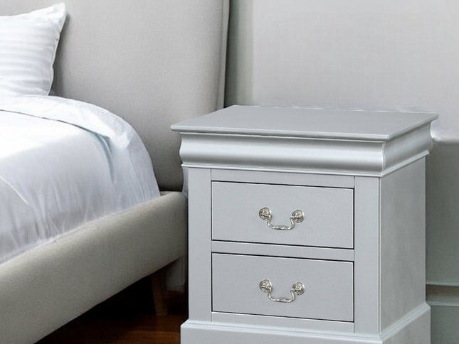 24" White Wood Two Drawer Nightstand