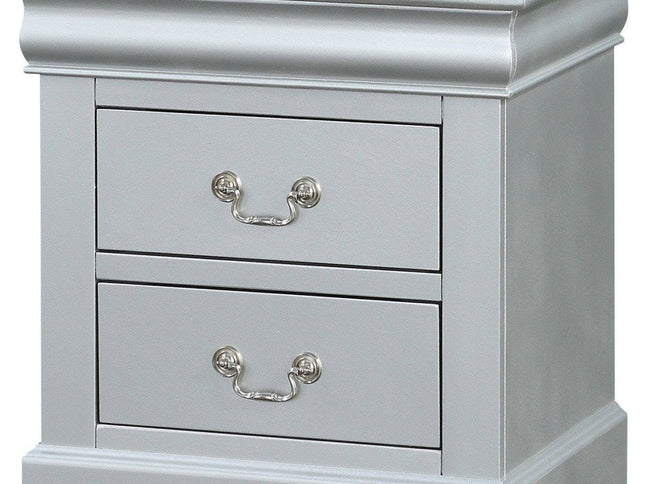 24" White Wood Two Drawer Nightstand