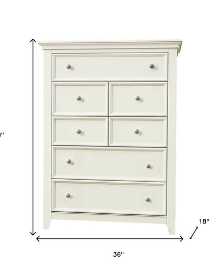 58" White Solid Wood Seven Drawer Triple Dresser