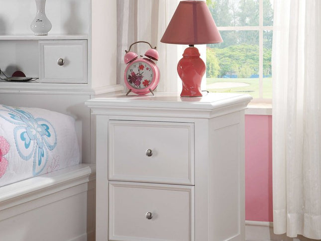 27" White Two Drawers Nightstand