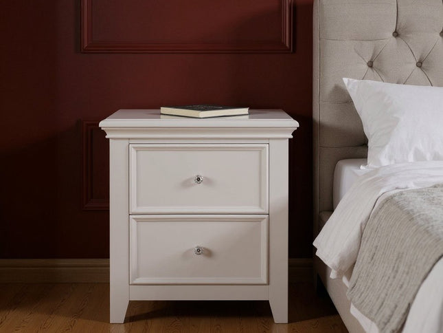 27" White Two Drawers Nightstand