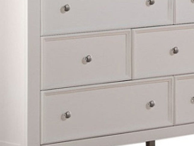 58" White Solid Wood Seven Drawer Triple Dresser