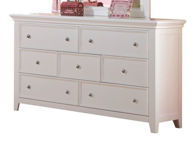 58" White Solid Wood Seven Drawer Triple Dresser